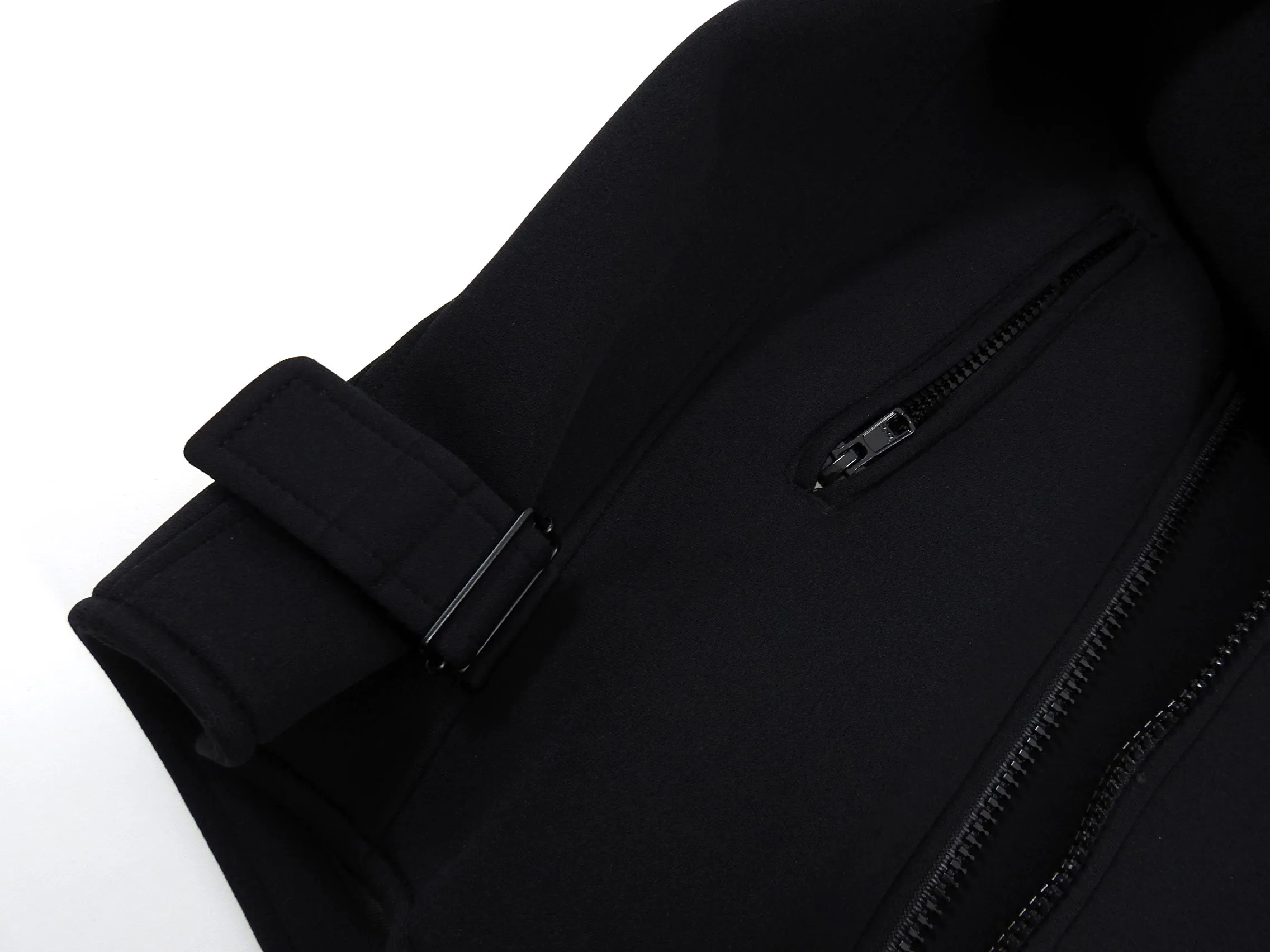 Ovadia & Sons Black Neoprene Moto Jacket - M