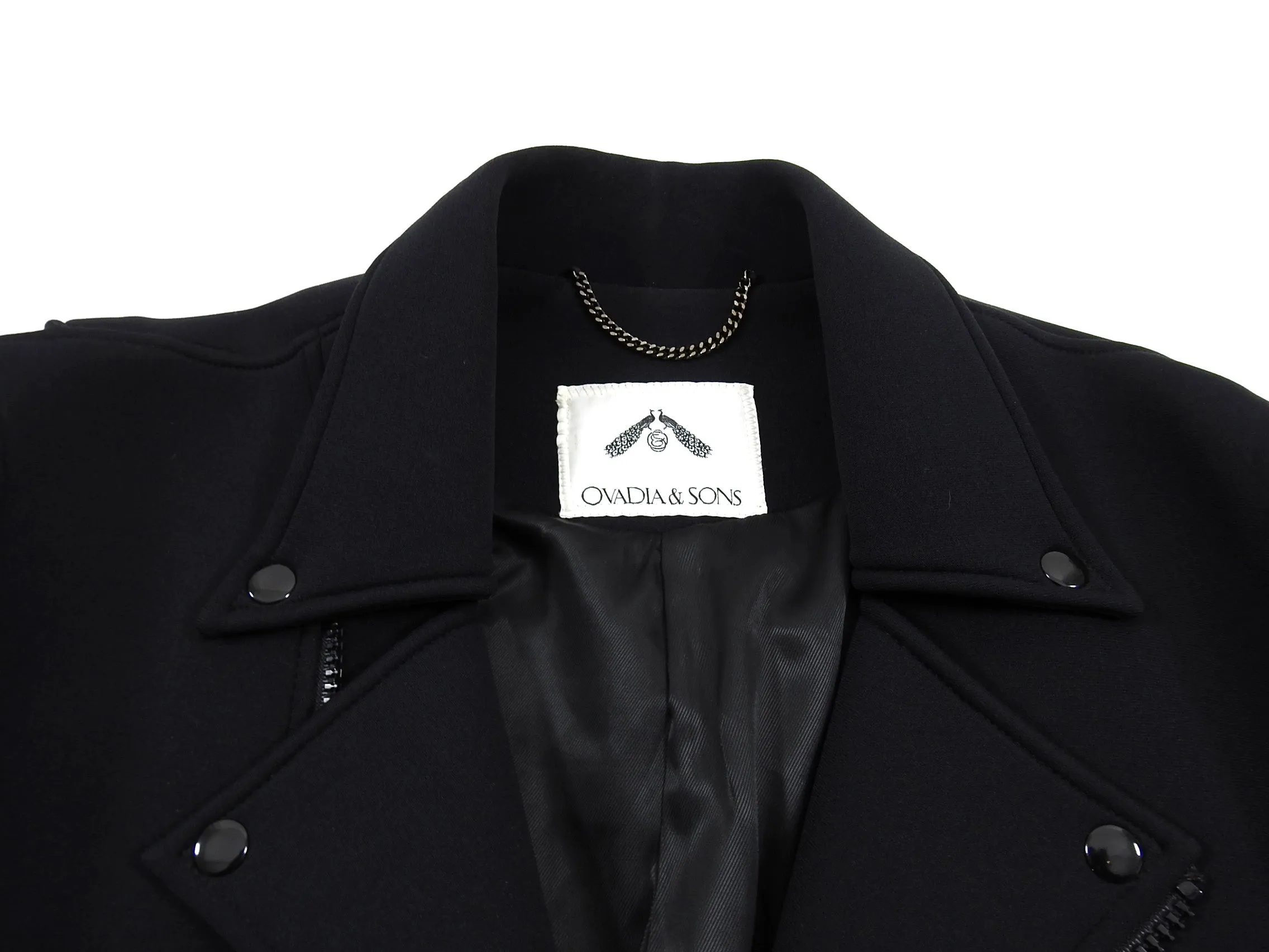 Ovadia & Sons Black Neoprene Moto Jacket - M