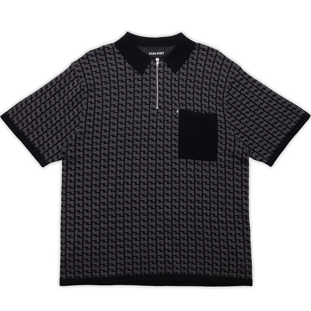 Pass~Port Drain Knit Polo Black
