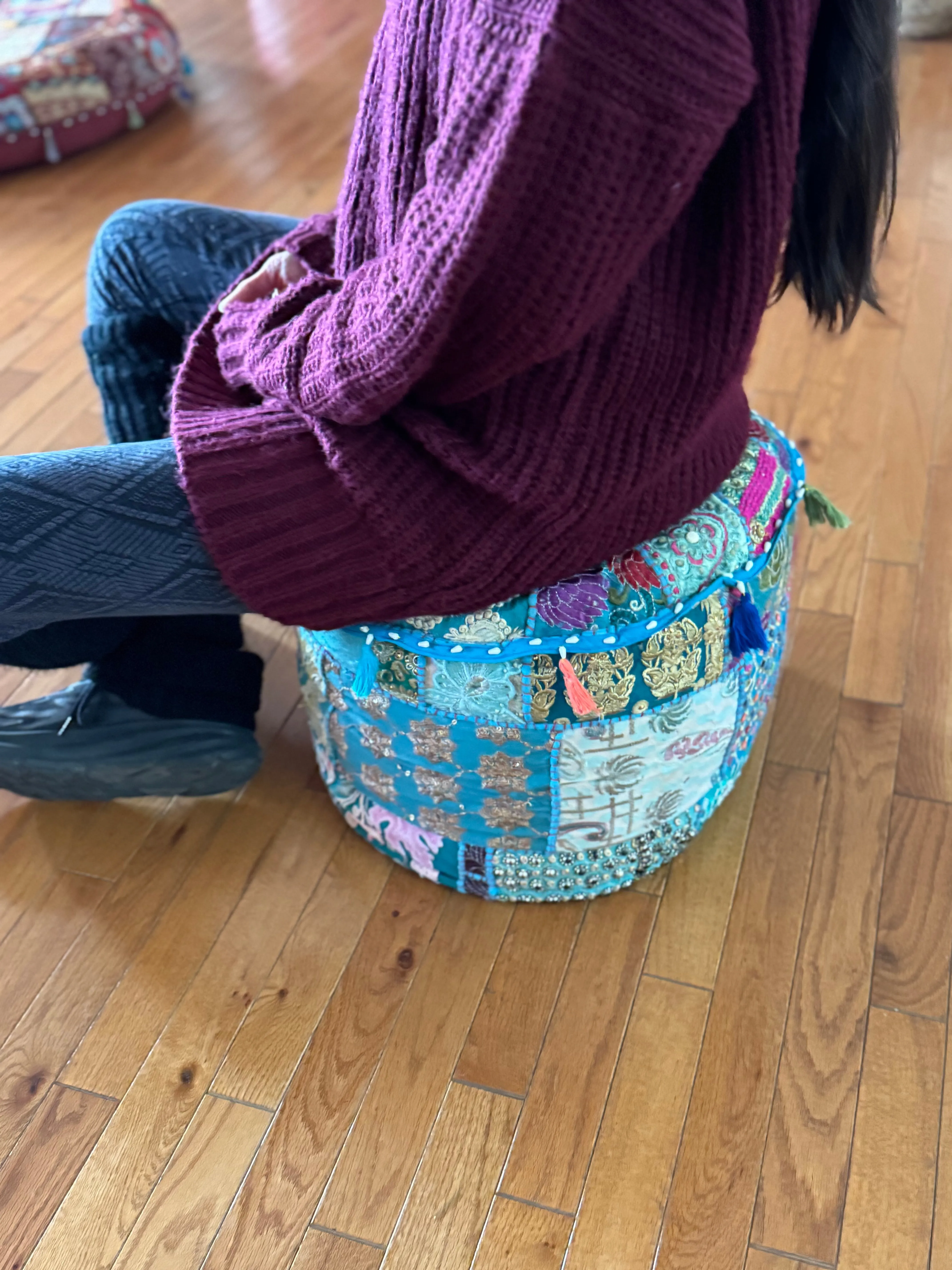Patchwork Pouf Ottoman ~ Medium Size