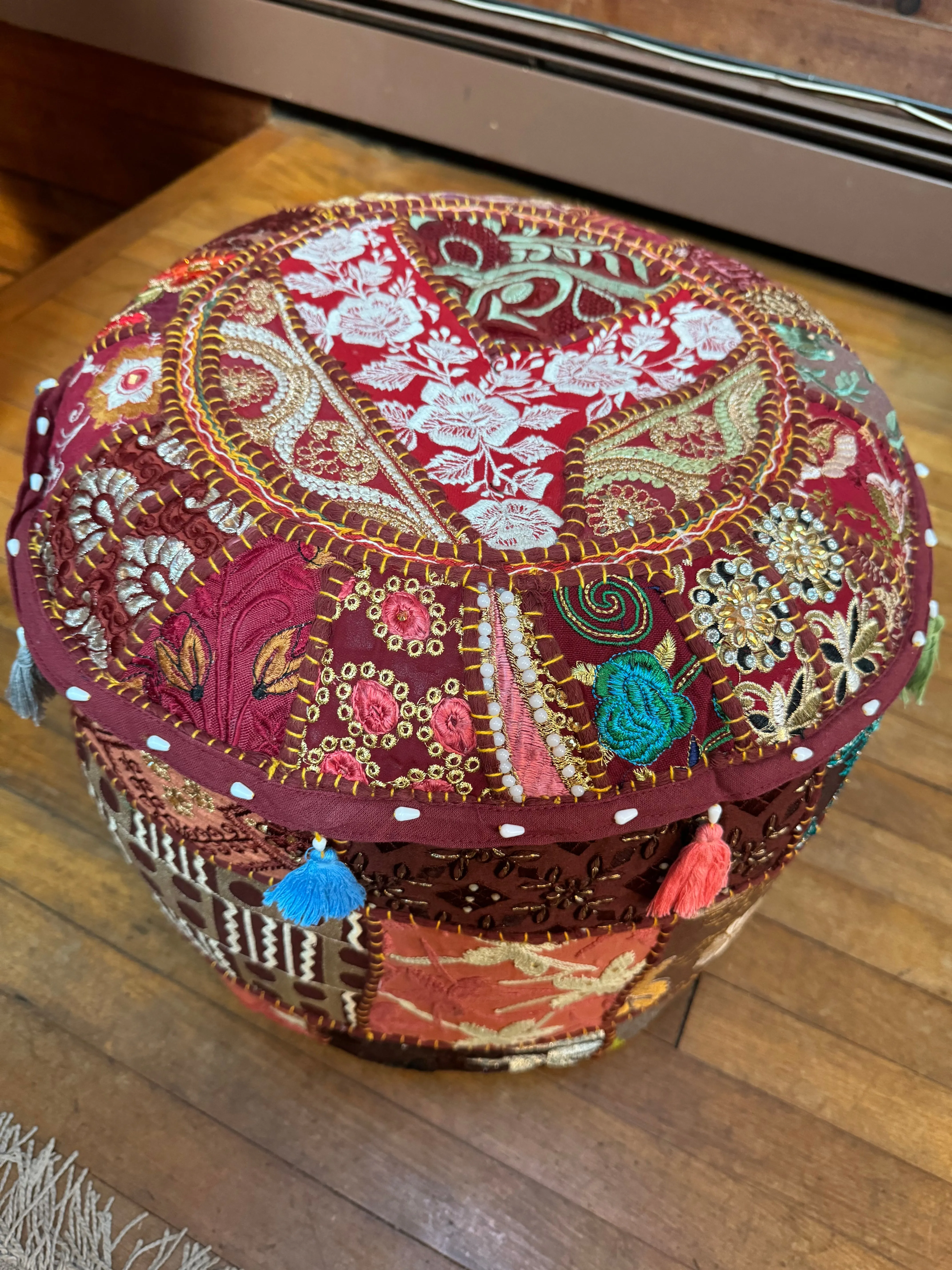 Patchwork Pouf Ottoman ~ Medium Size