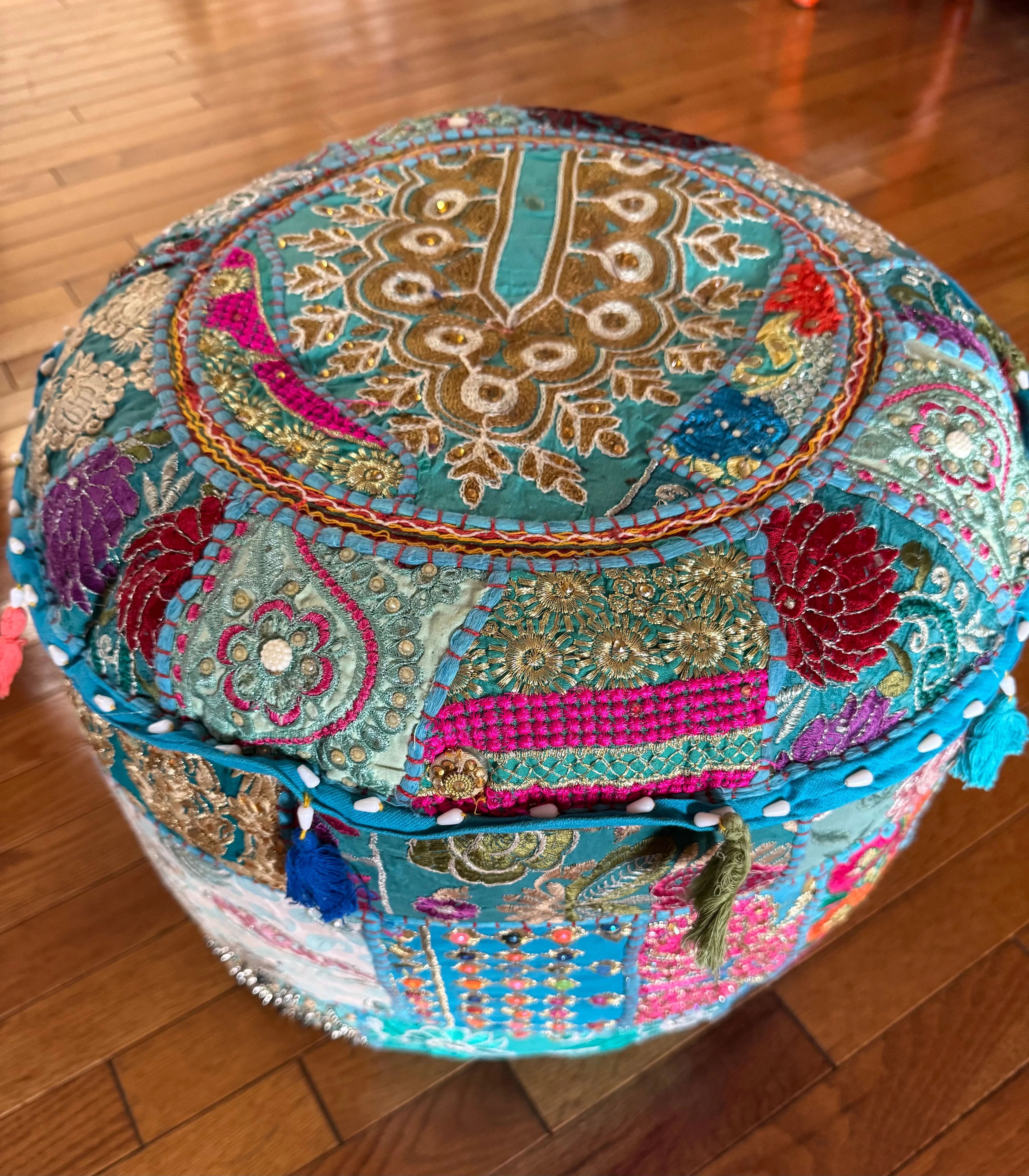 Patchwork Pouf Ottoman ~ Medium Size