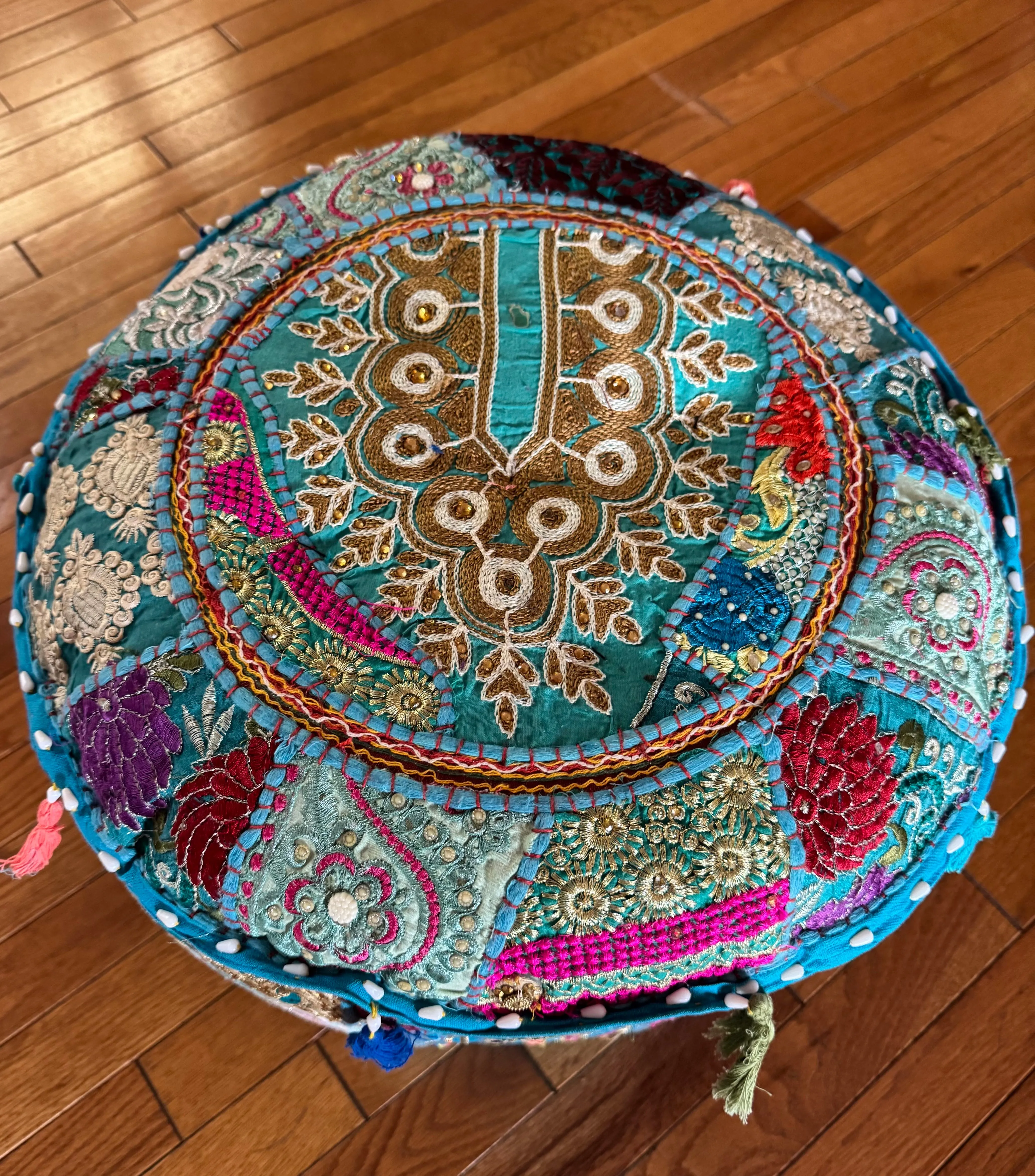 Patchwork Pouf Ottoman ~ Medium Size