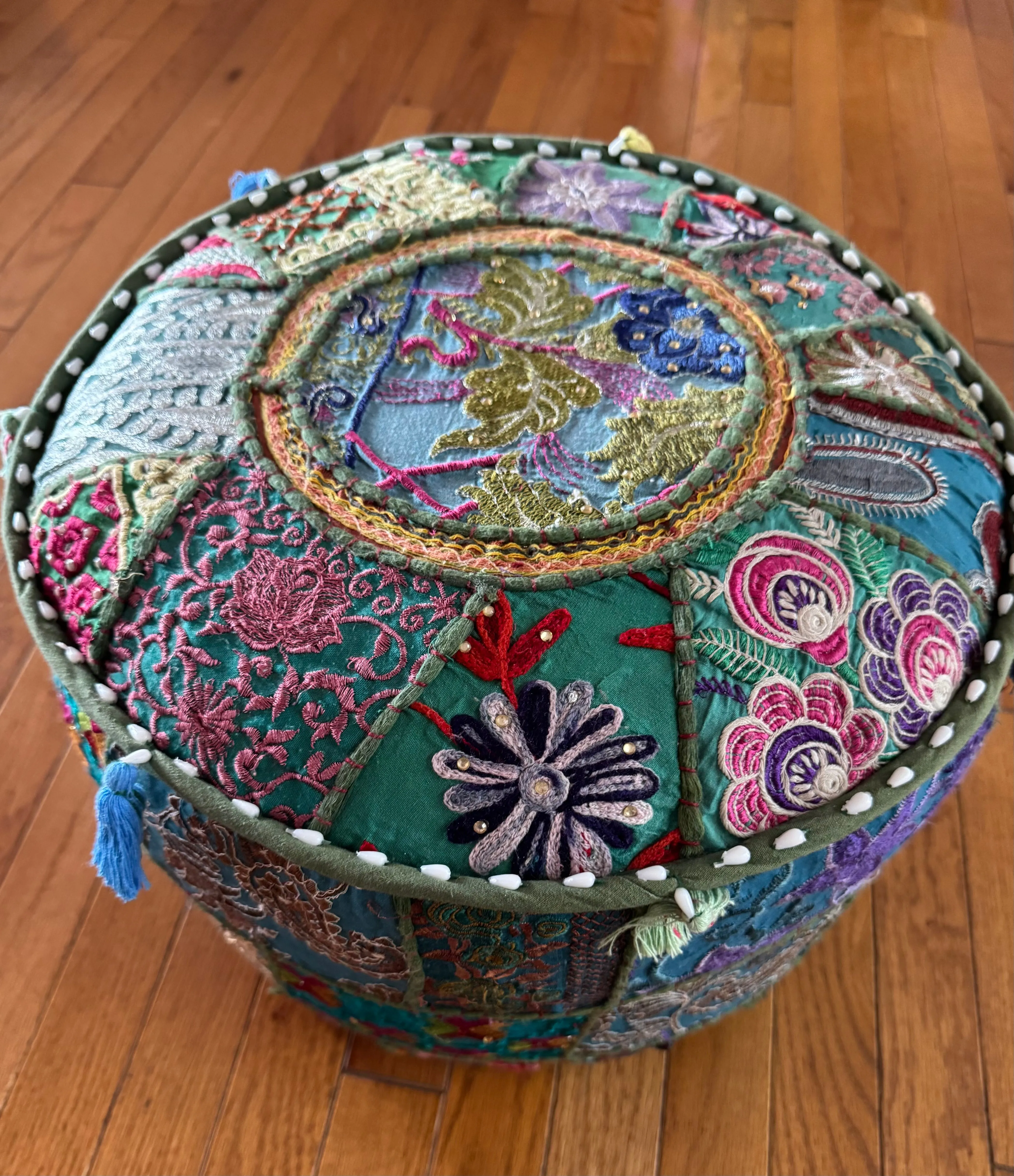 Patchwork Pouf Ottoman ~ Medium Size