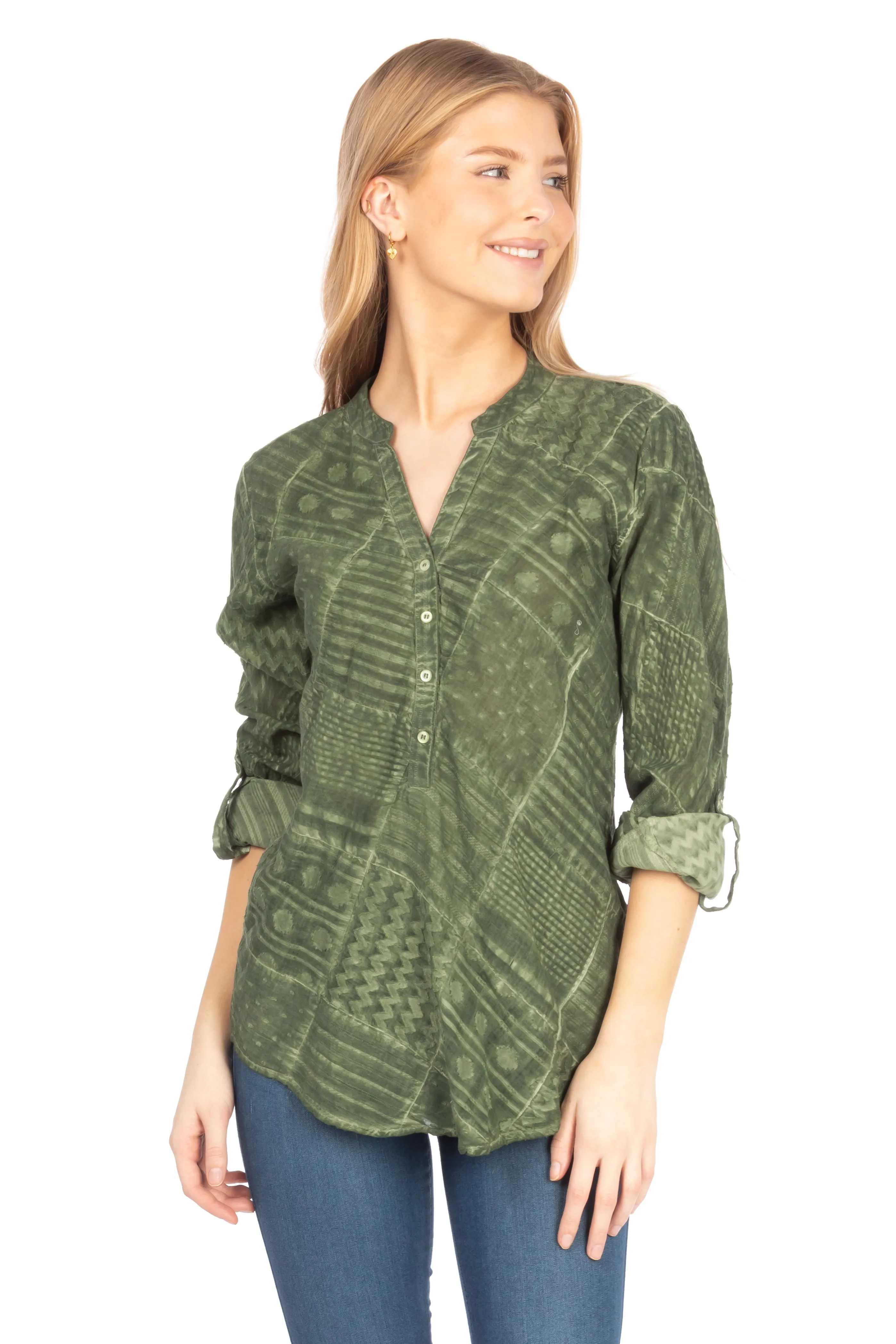 Patchwork Textured Tunic with Vintage Wash