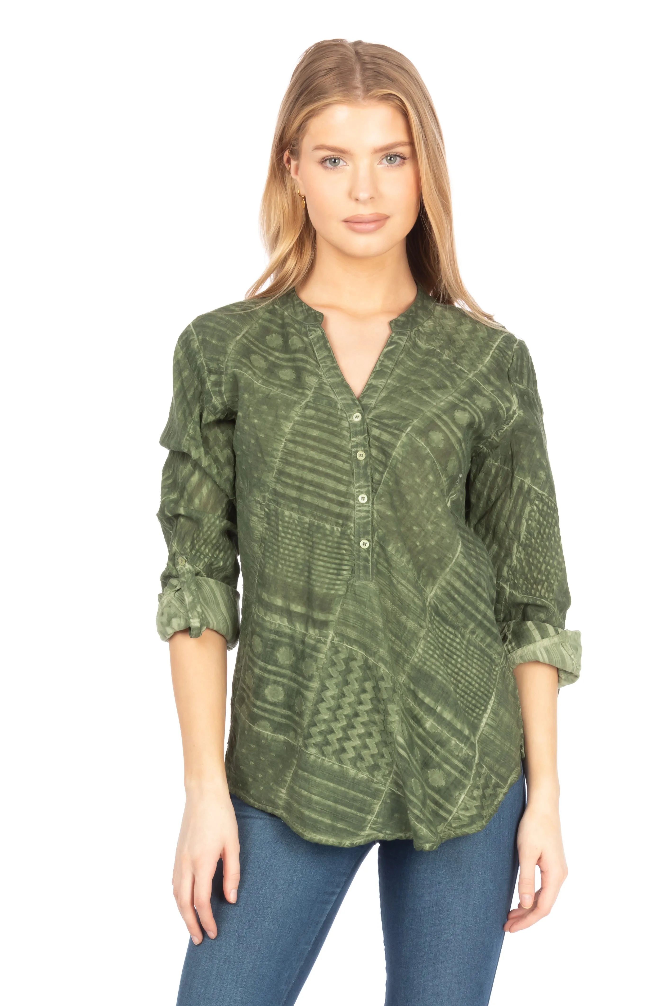 Patchwork Textured Tunic with Vintage Wash