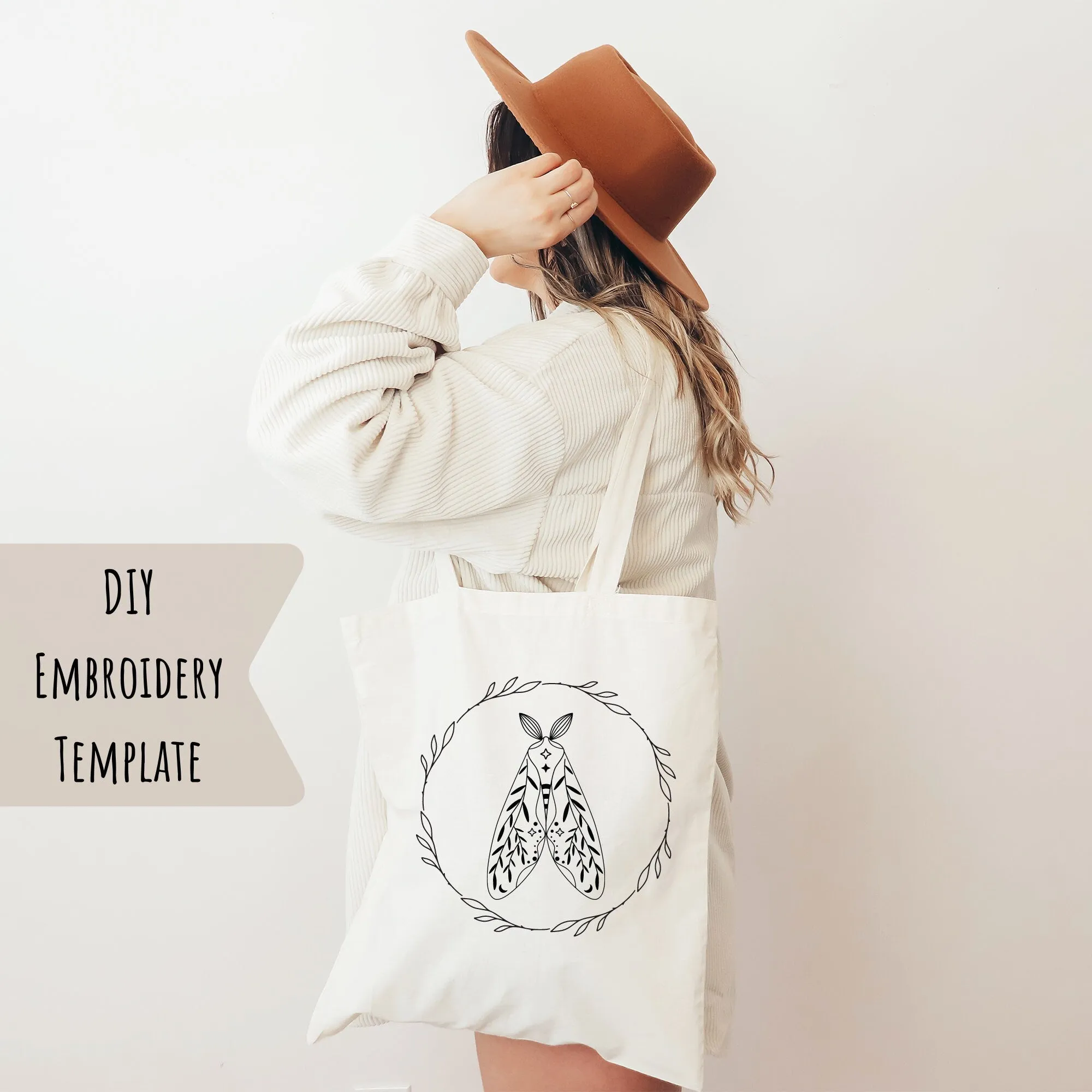 PDF Embroidery Pattern Floral Moth Design E2