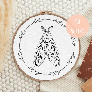 PDF Embroidery Pattern Floral Moth Design E2
