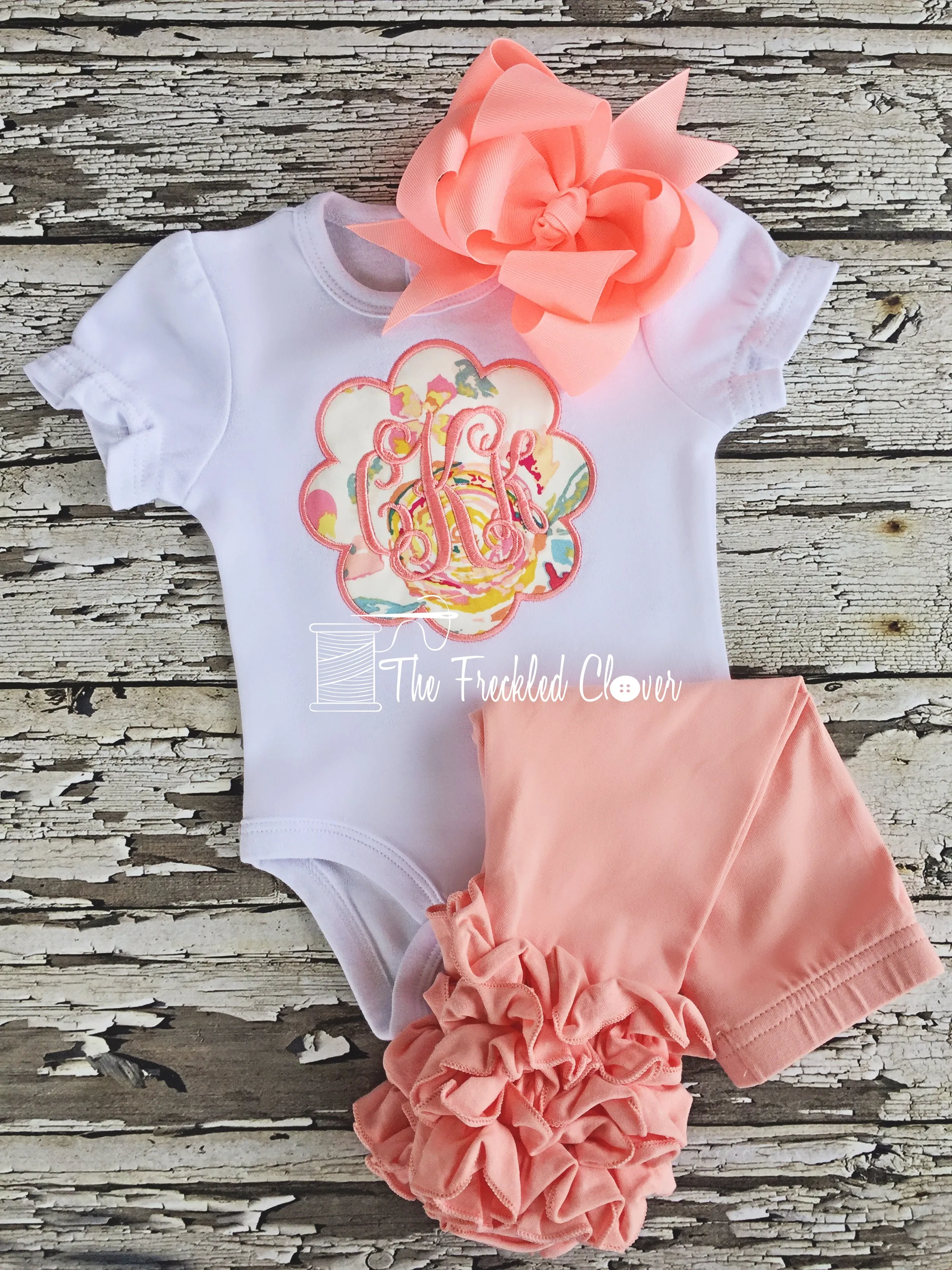 {Peach Floral Monogram Patch}