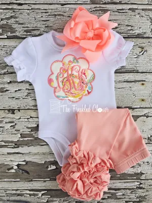{Peach Floral Monogram Patch}
