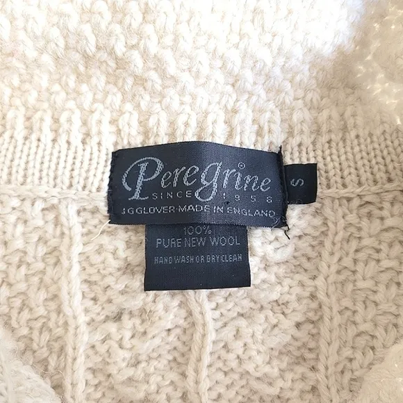 Peregrine 100% Pure New Wool Cardigan Sweater Cream Women's Small Nuetral