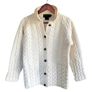 Peregrine 100% Pure New Wool Cardigan Sweater Cream Women's Small Nuetral