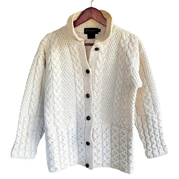 Peregrine 100% Pure New Wool Cardigan Sweater Cream Women's Small Nuetral