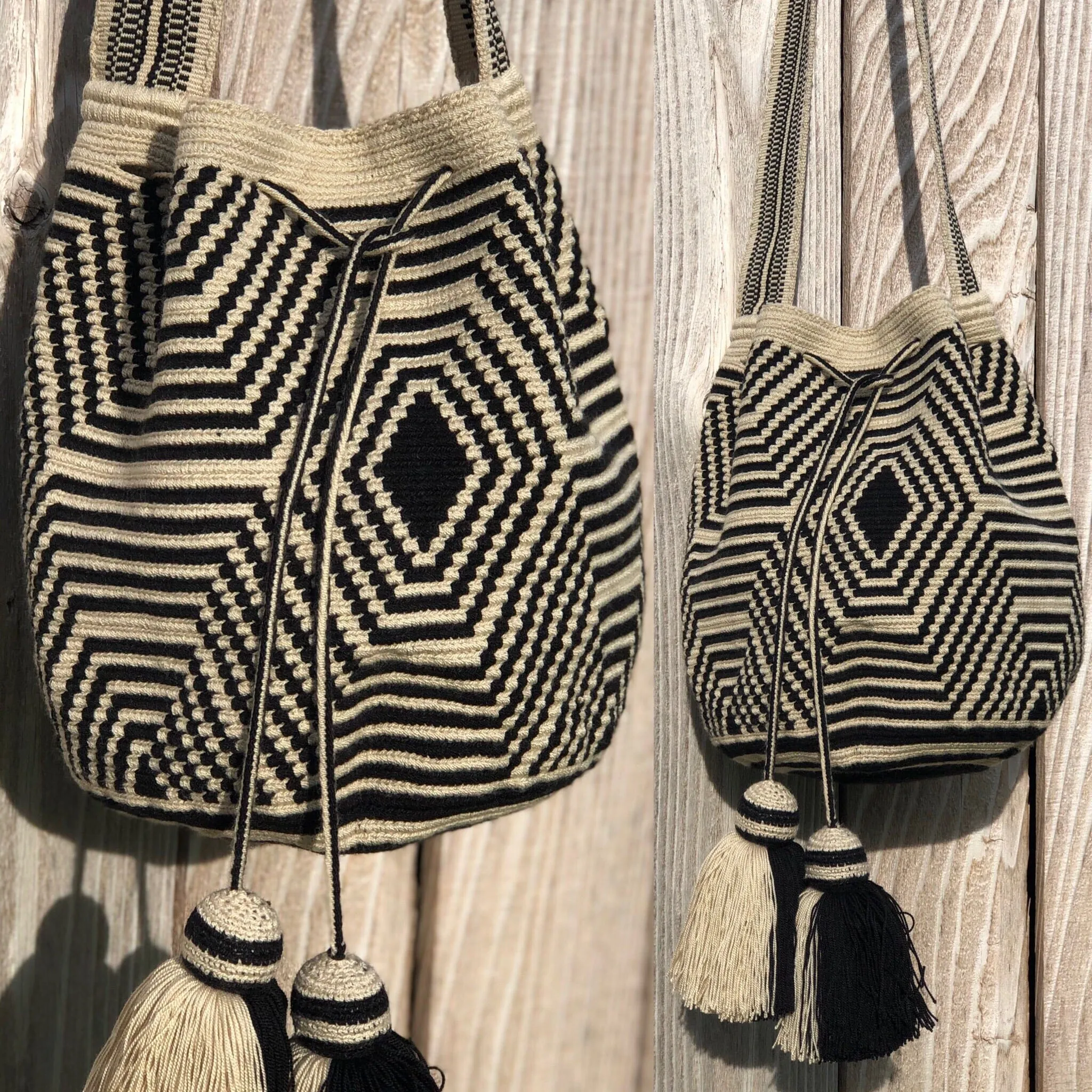 Perissa Beach Fashion Crochet Bags -  Black & off-white Bags