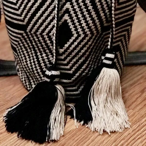 Perissa Beach Fashion Crochet Bags -  Black & off-white Bags