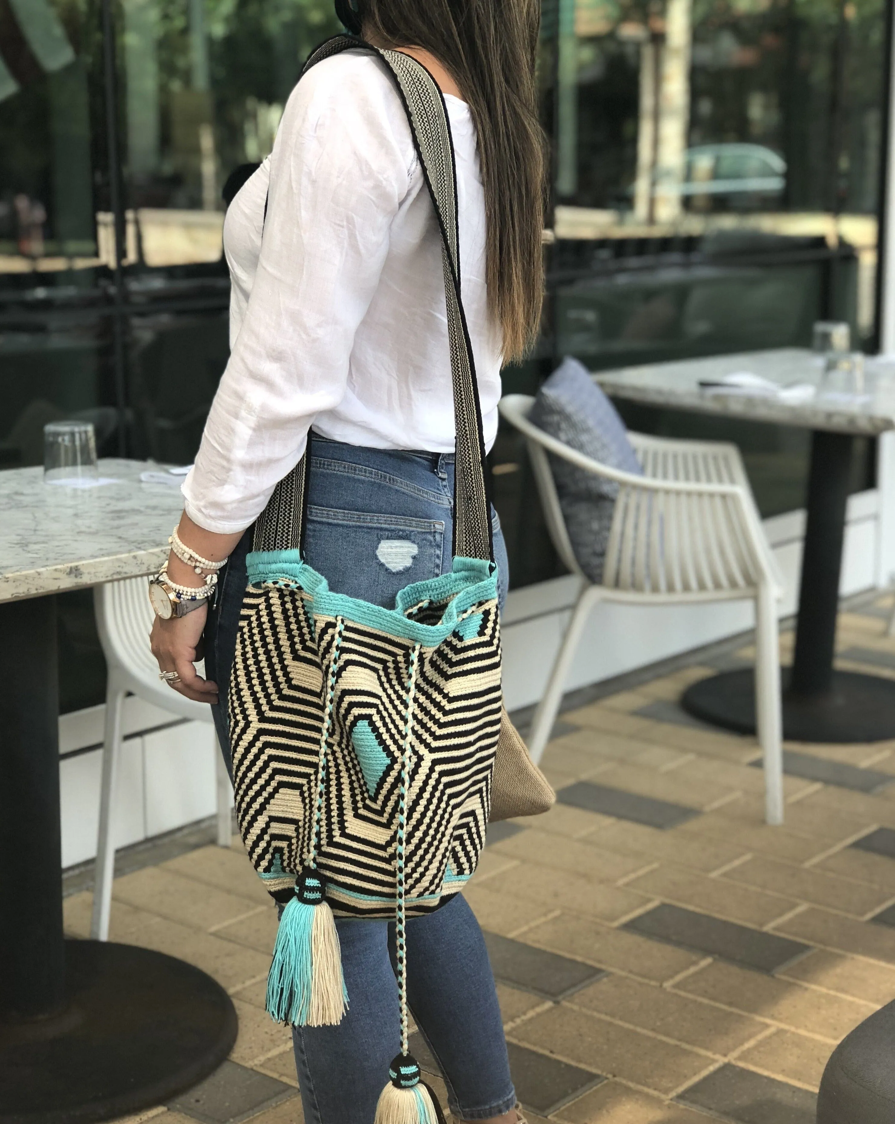 Perissa Beach Fashion Crochet Bags -  Black & off-white Bags