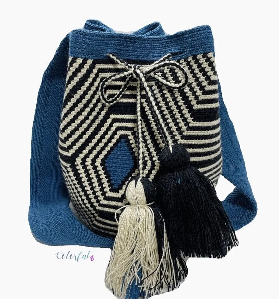 Perissa Beach Fashion Crochet Bags -  Black & off-white Bags