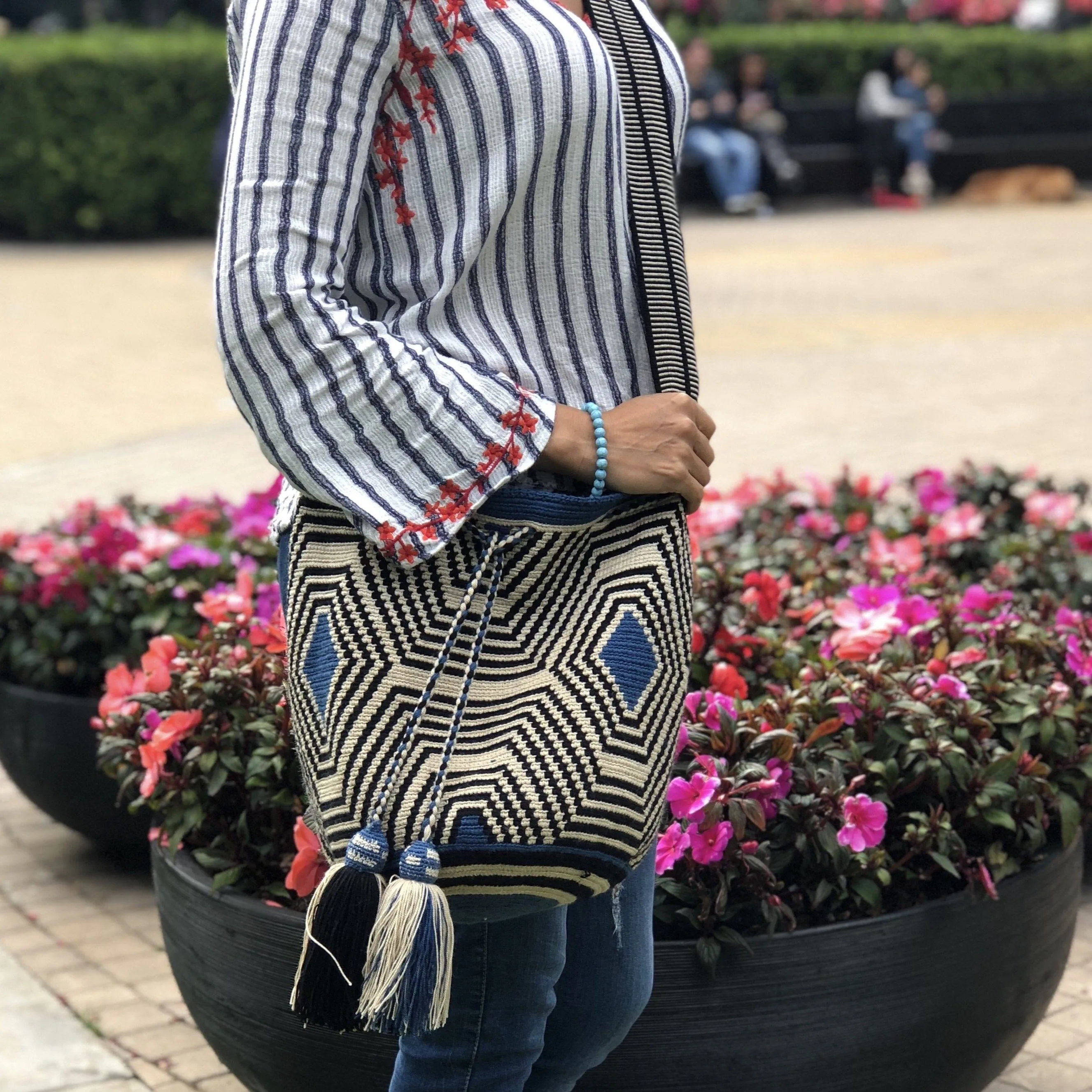 Perissa Beach Fashion Crochet Bags -  Black & off-white Bags