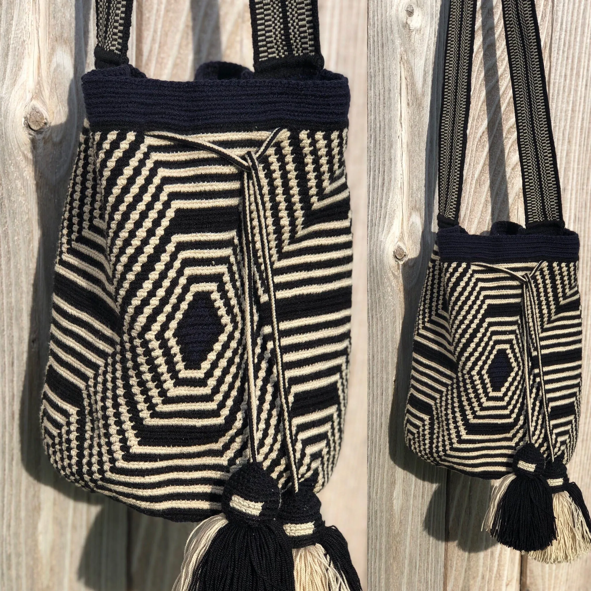 Perissa Beach Fashion Crochet Bags -  Black & off-white Bags