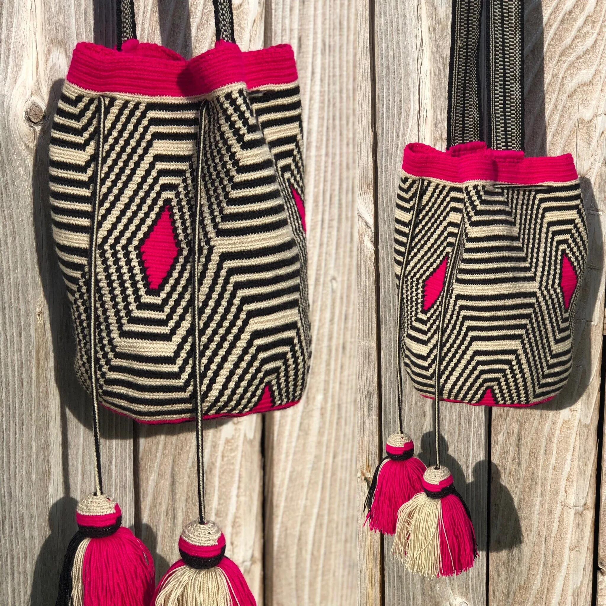 Perissa Beach Fashion Crochet Bags -  Black & off-white Bags
