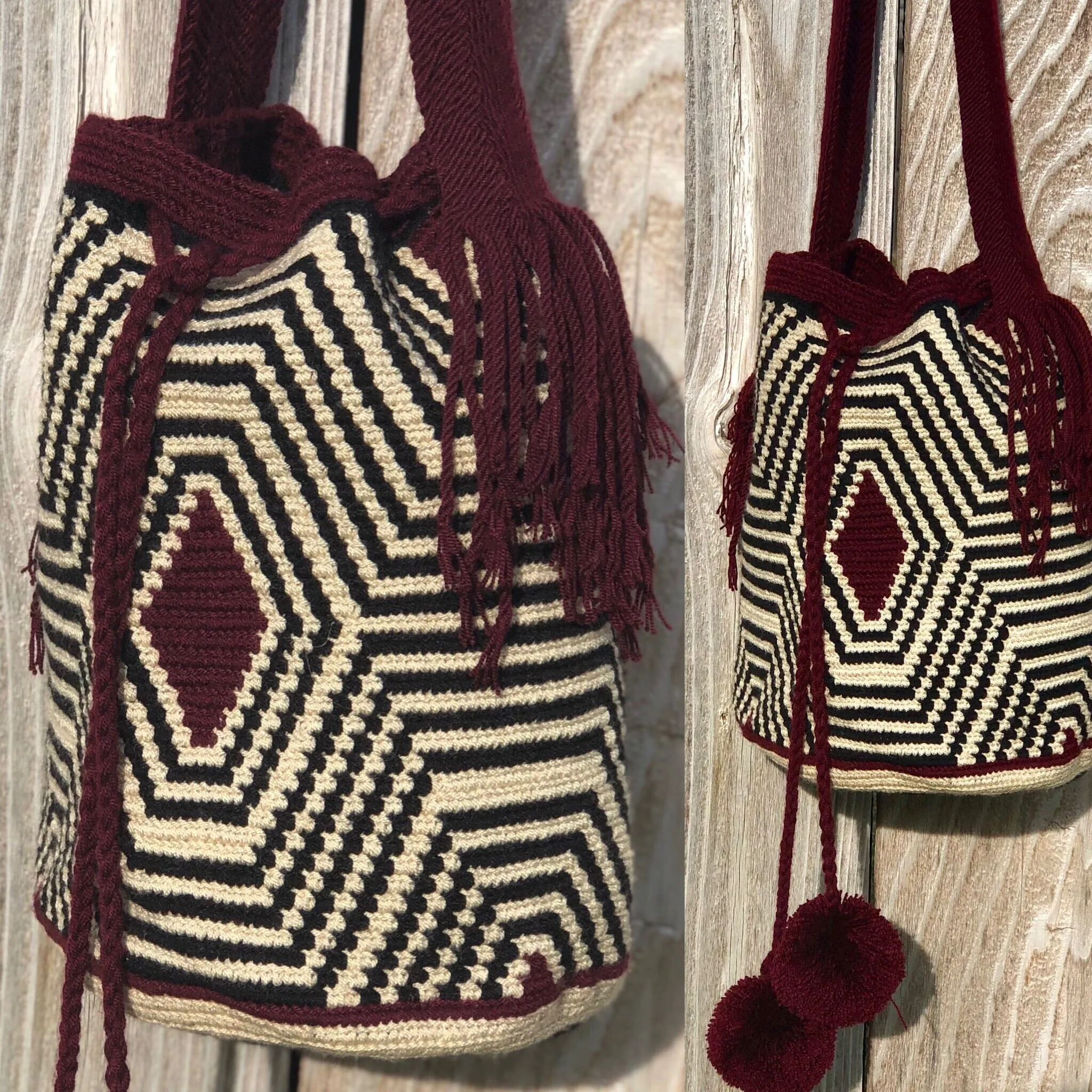Perissa Beach Fashion Crochet Bags -  Black & off-white Bags