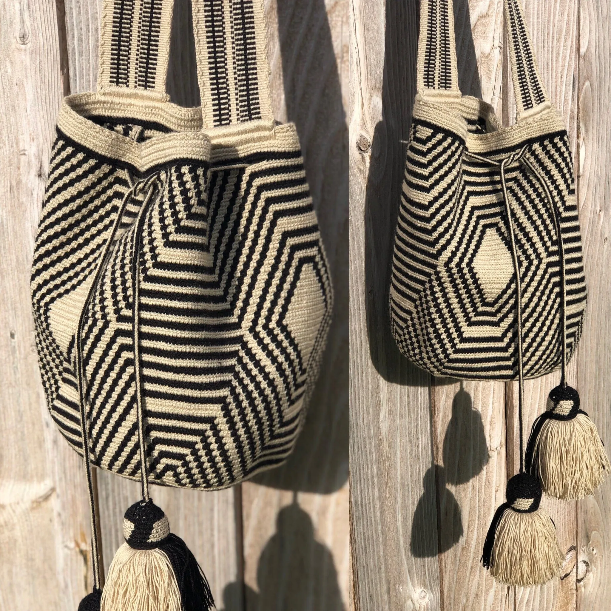 Perissa Beach Fashion Crochet Bags -  Black & off-white Bags