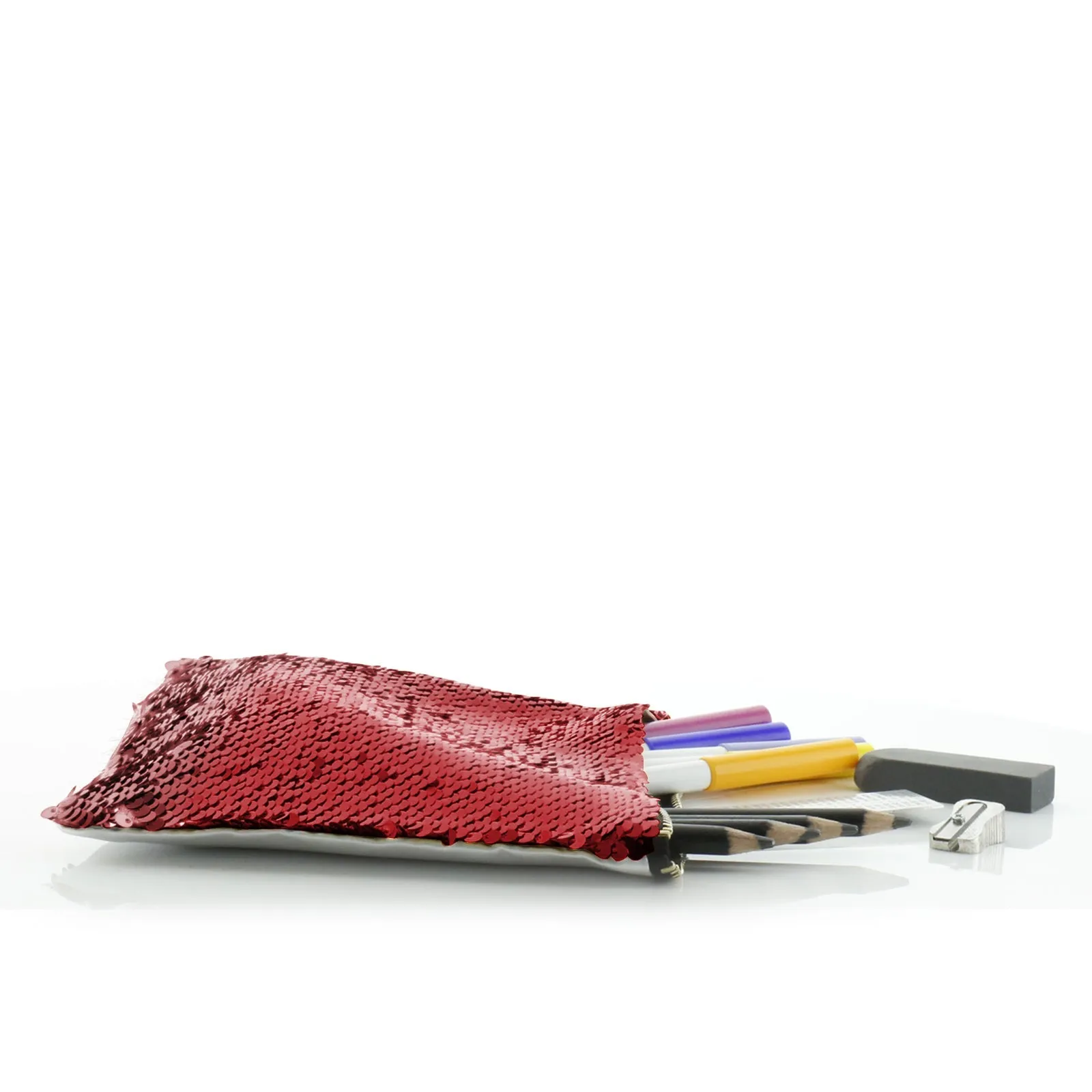 Personalised Sequin Zip Bag with Stylish Text and Valentine Hearts Print