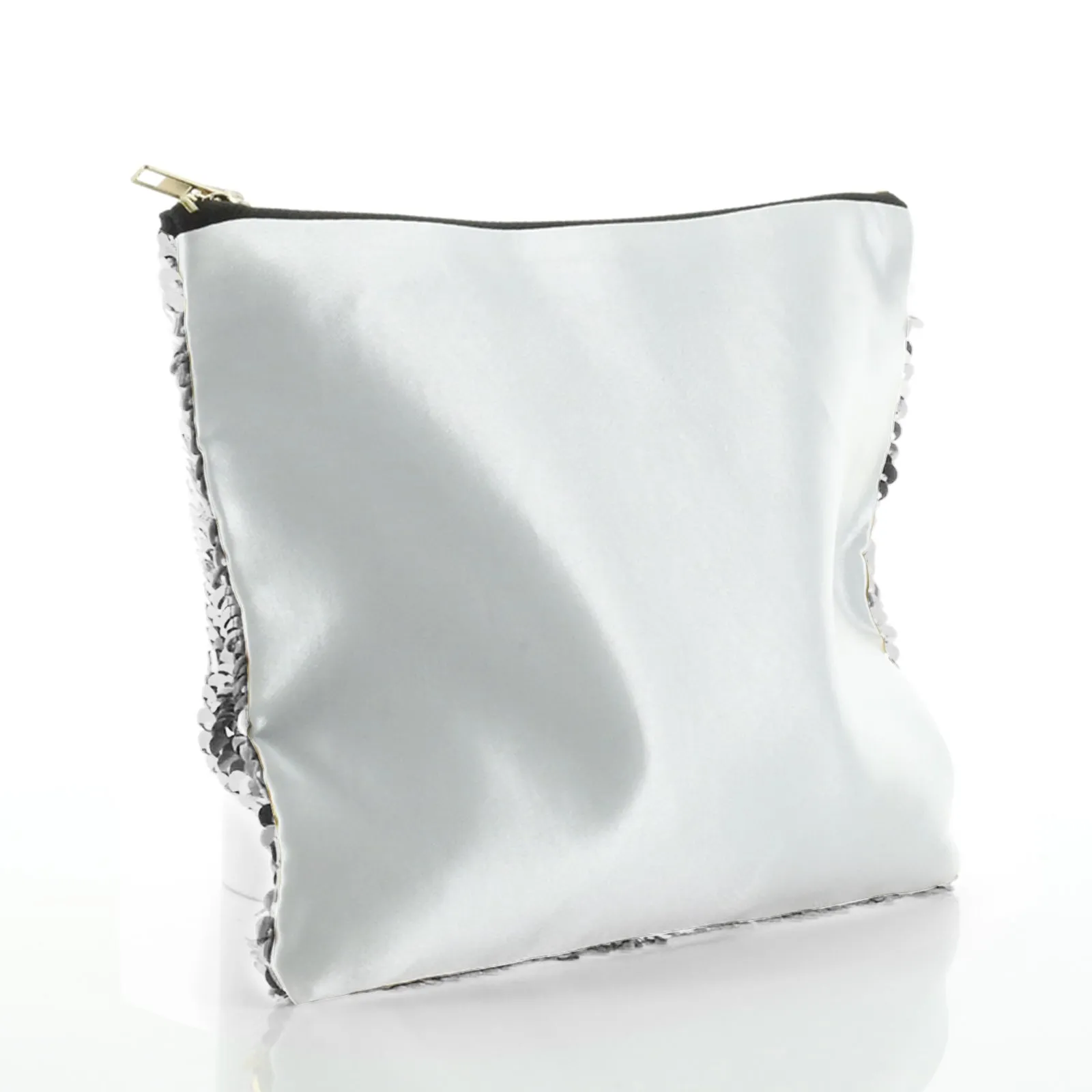 Personalised Sequin Zip Bag with Stylish Text and Valentine Hearts Print