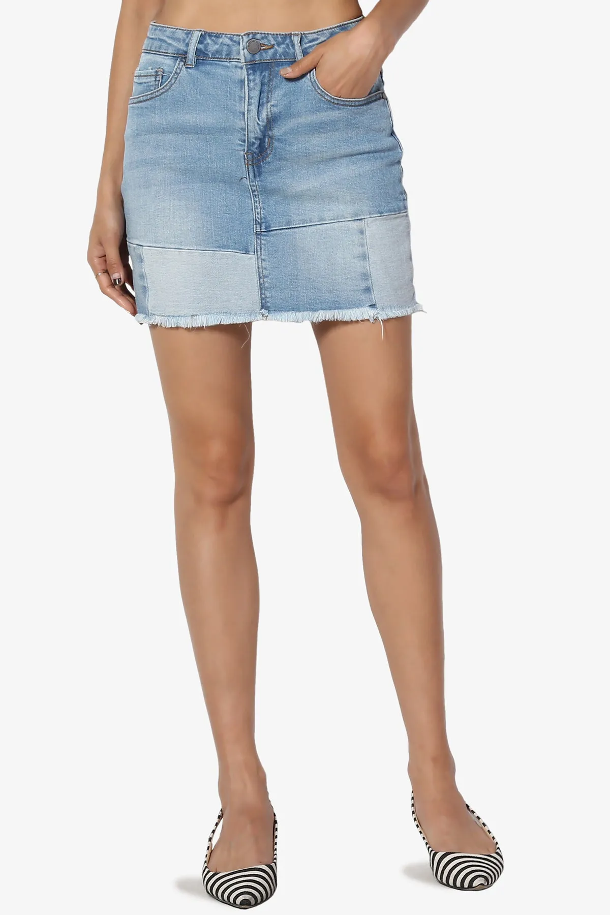 Petra Patchwork Denim Mini Skirt