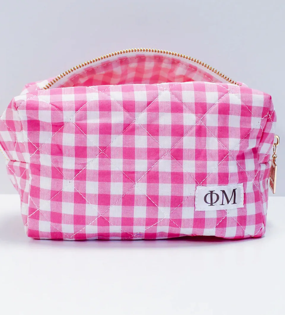 Phi Mu Gingham Makeup Bag