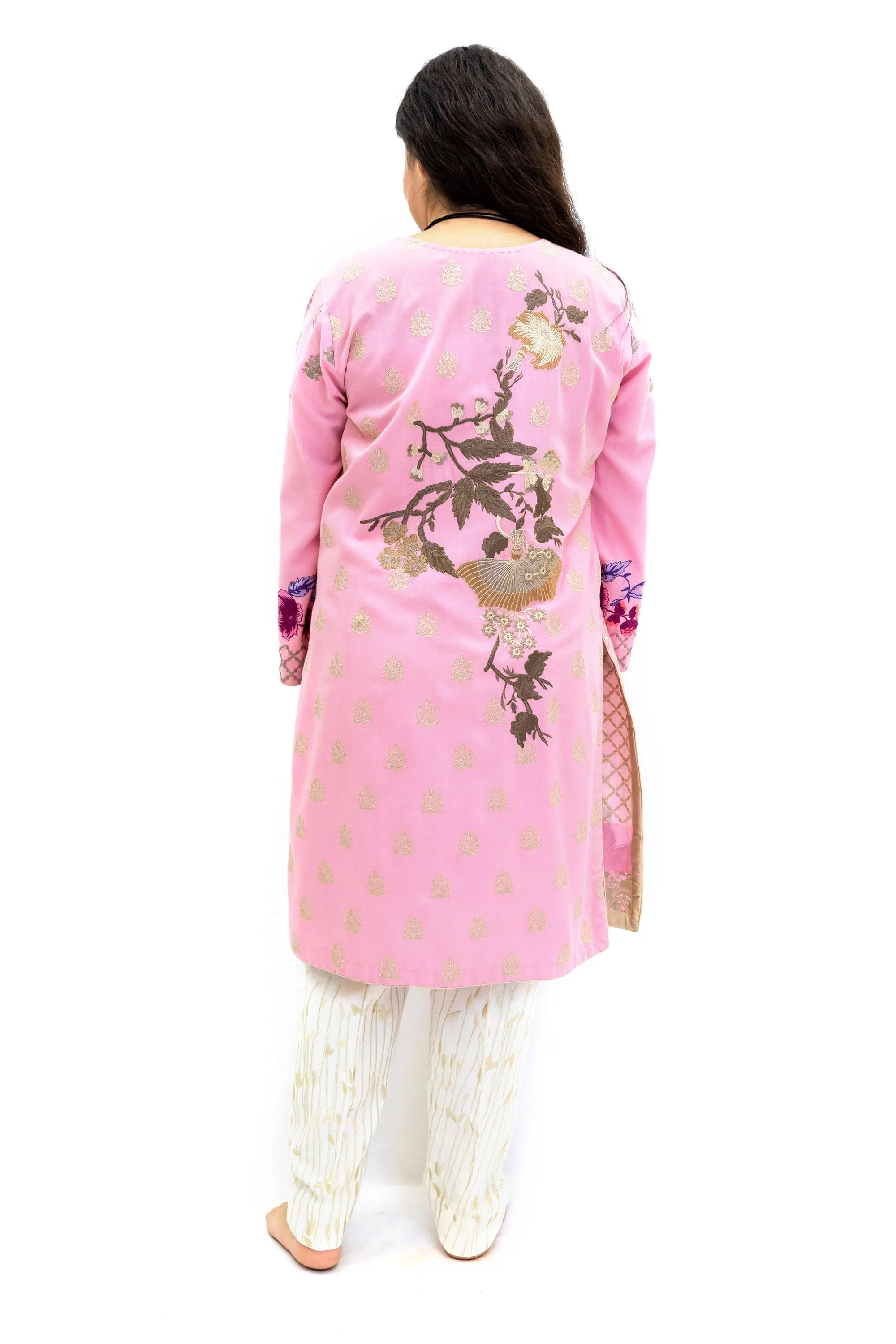 Pink Cotton Embroidered Salawar Kameez - Suit