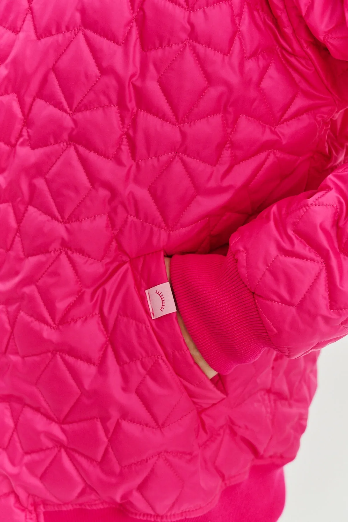 Pink Gravity quilted bomber