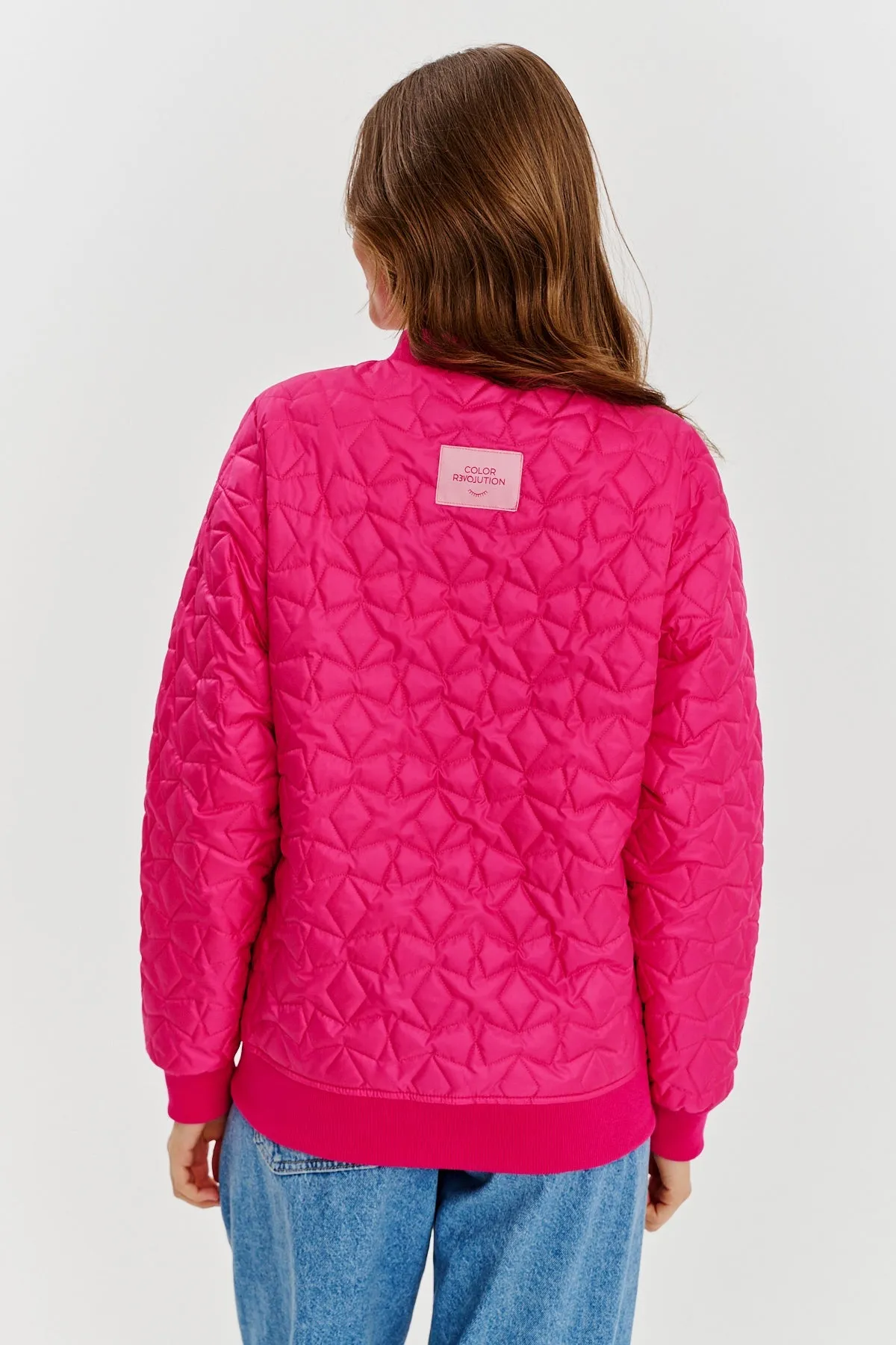 Pink Gravity quilted bomber