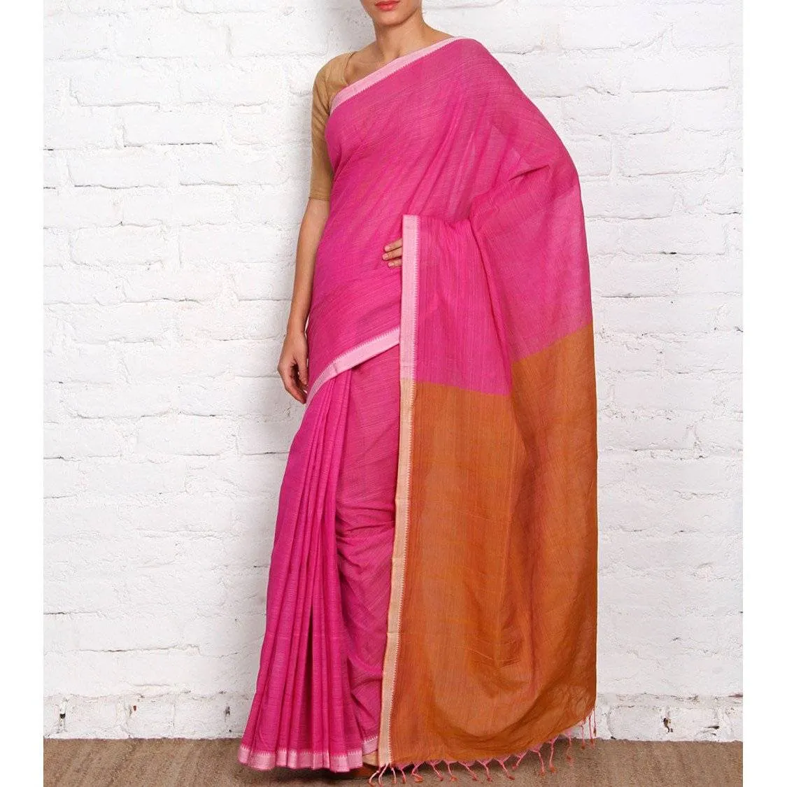 Pink Mangalgiri Cotton Saree