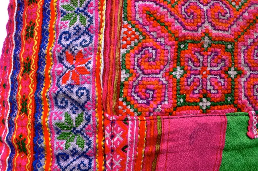 Pink/Green Vintage patchwork cushion