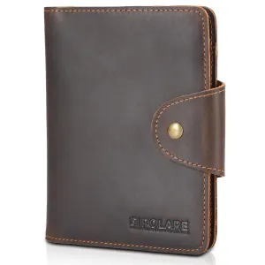 Polare Full Grain Leather RFID Bifold Travel Wallet & Passport Holder