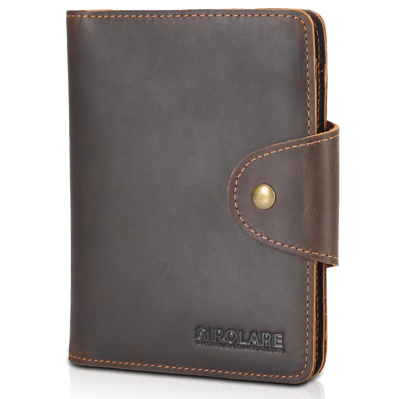 Polare Full Grain Leather RFID Bifold Travel Wallet & Passport Holder