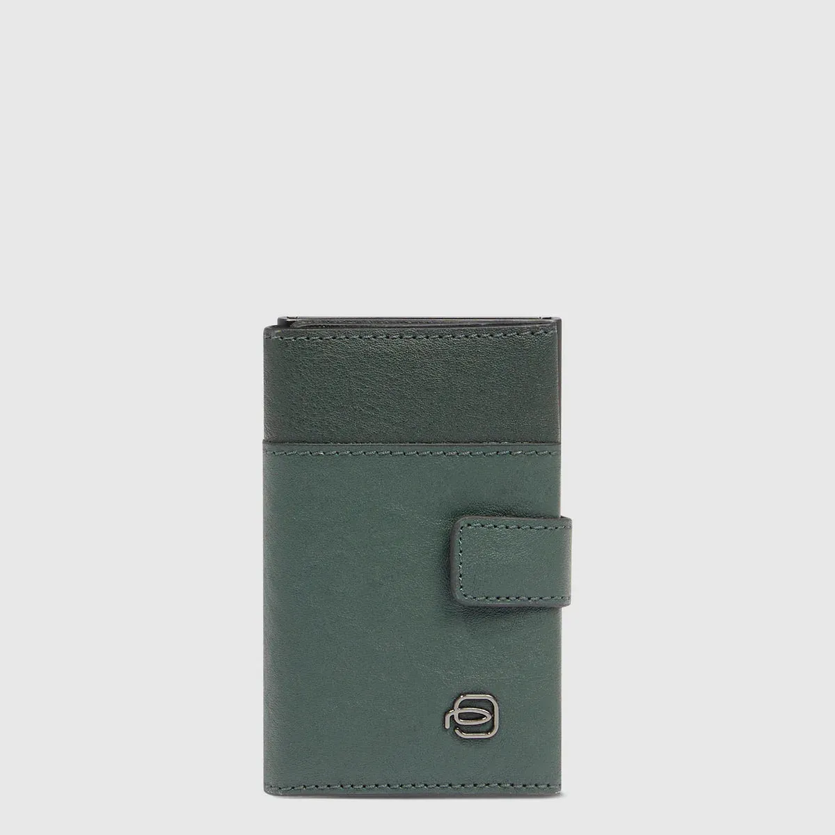 Porta Carte di Credito Piquadro Black Square in Metallo Verde