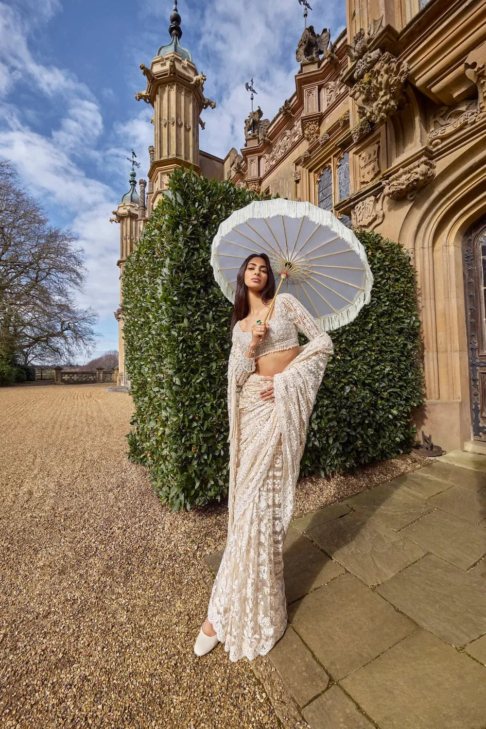 Powder Peach Stripe Saree