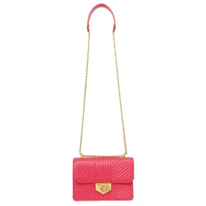 Prada Pink Soft Calf Chevron Impunture Flap Bag