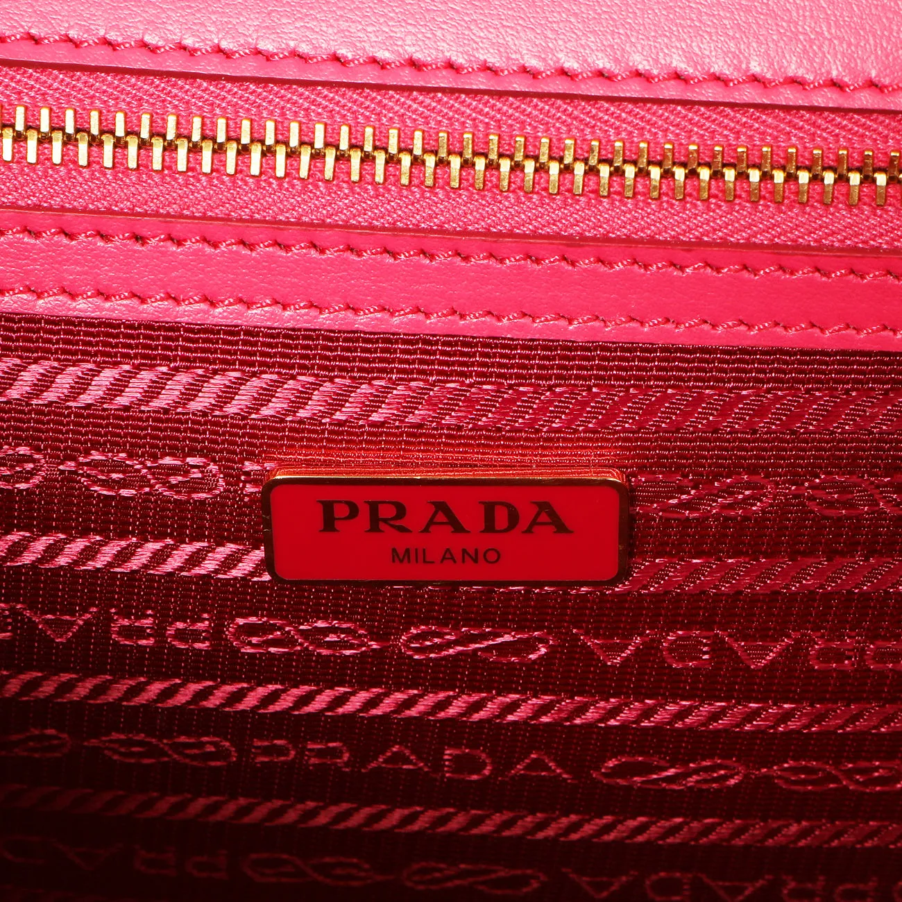 Prada Pink Soft Calf Chevron Impunture Flap Bag