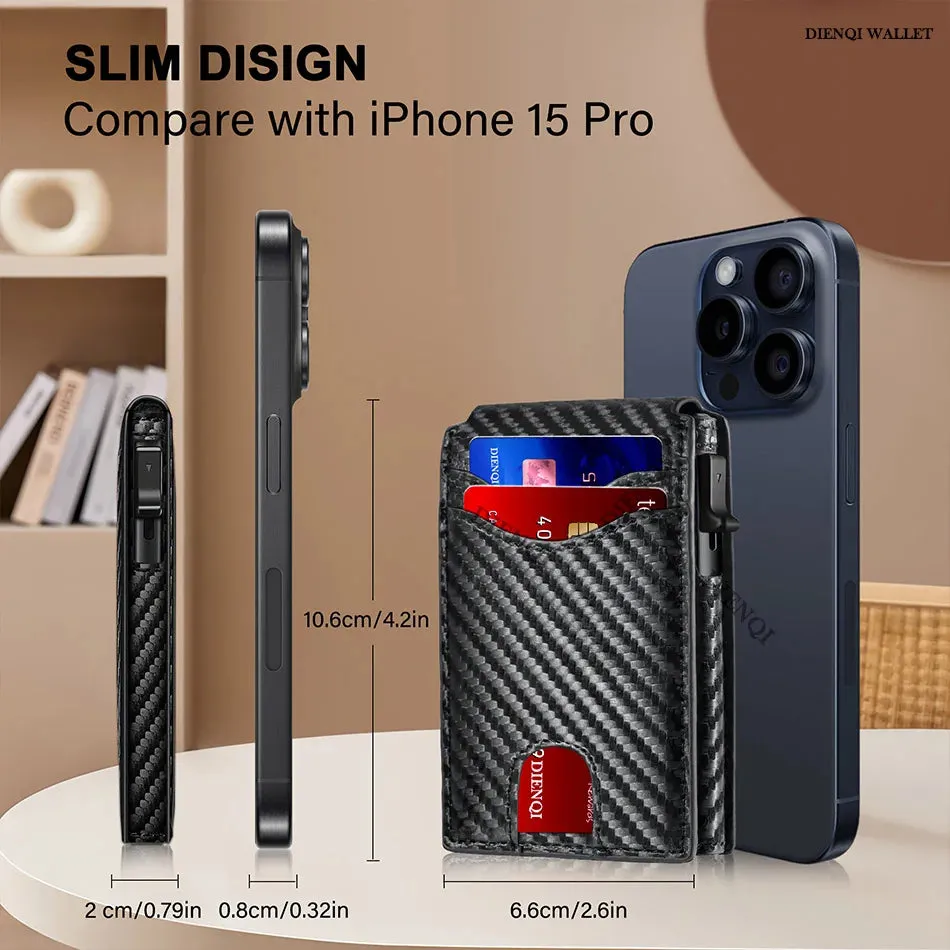 Premium Carbon Fiber RFID Protection Quick-Access Credit Card Holder Wallet