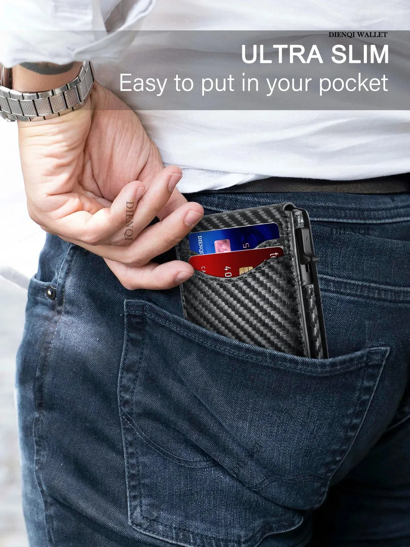Premium Carbon Fiber RFID Protection Quick-Access Credit Card Holder Wallet