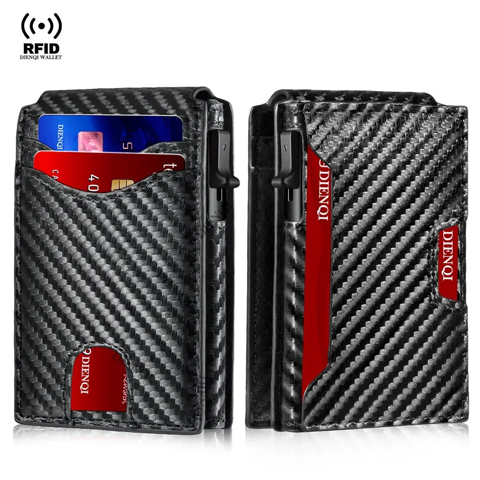 Premium Carbon Fiber RFID Protection Quick-Access Credit Card Holder Wallet