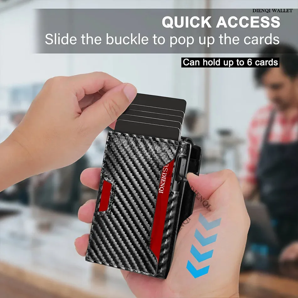 Premium Carbon Fiber RFID Protection Quick-Access Credit Card Holder Wallet