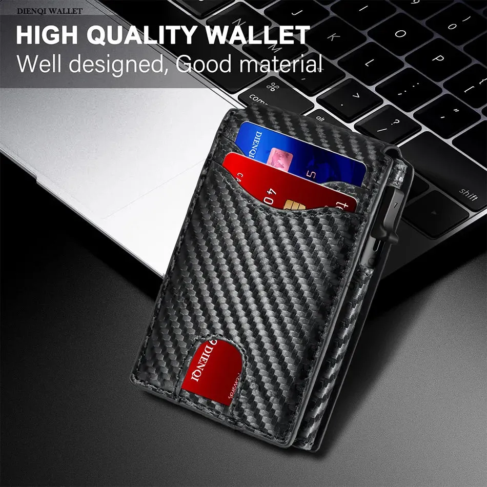 Premium Carbon Fiber RFID Protection Quick-Access Credit Card Holder Wallet
