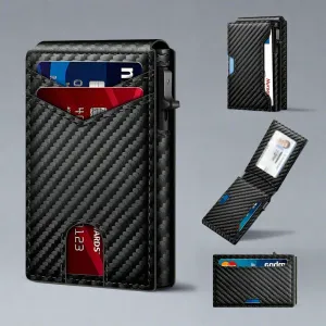 Premium Carbon Fiber RFID Protection Quick-Access Credit Card Holder Wallet