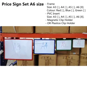 Price Sign Set A6 Red- Poster Frames, Magnetic Clip and PVC Insert