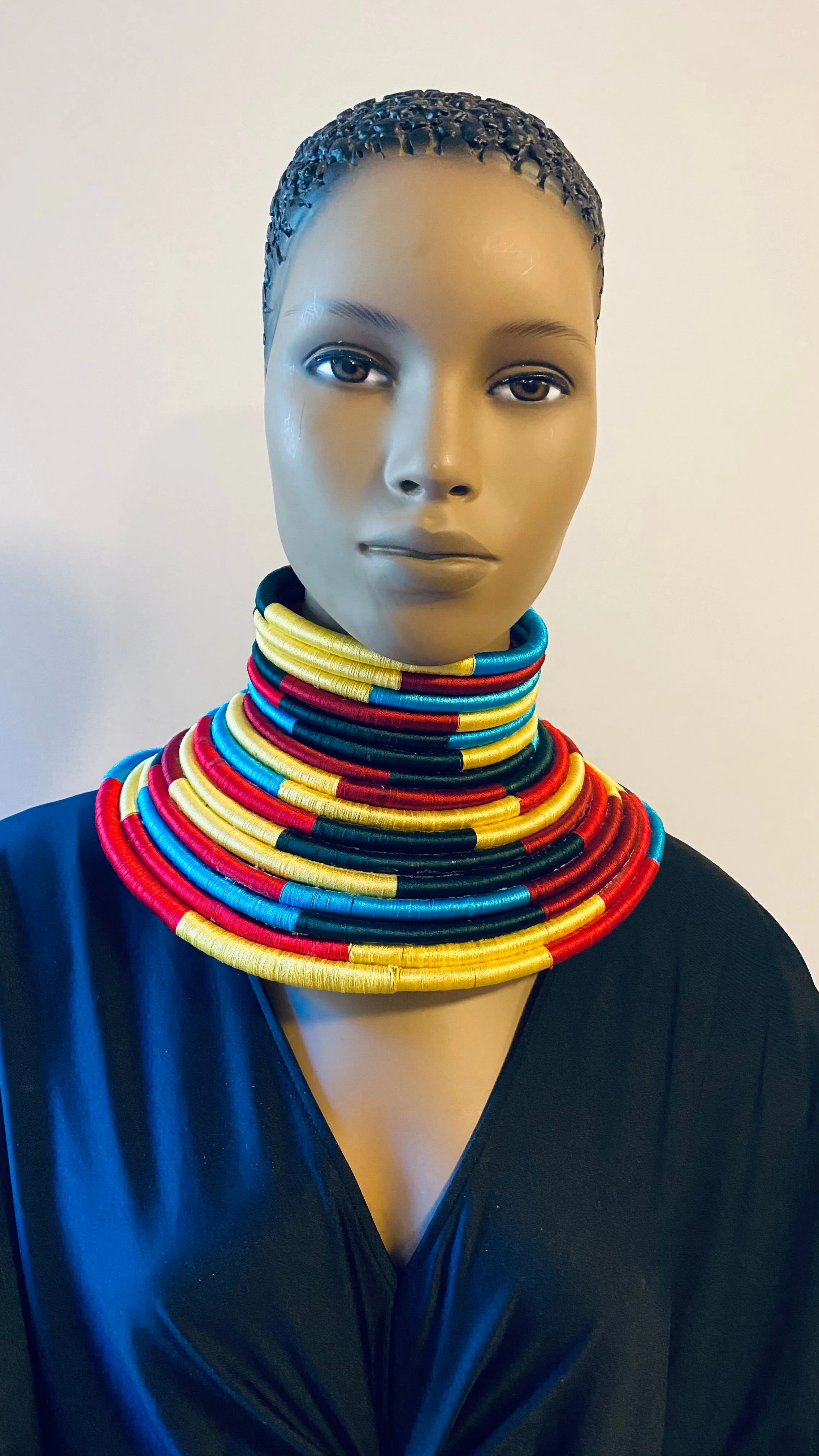 Princess Amina Of Port Loko Tribal Collar Cord Neck Ring with Magnetic Closure