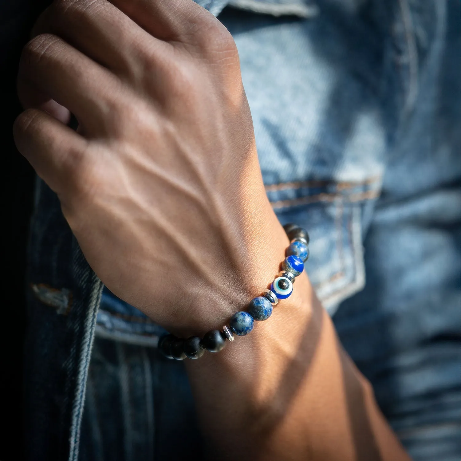Protective Lapis Lazuli Evil Eye Natural Stone Bracelet with Magsnap 2